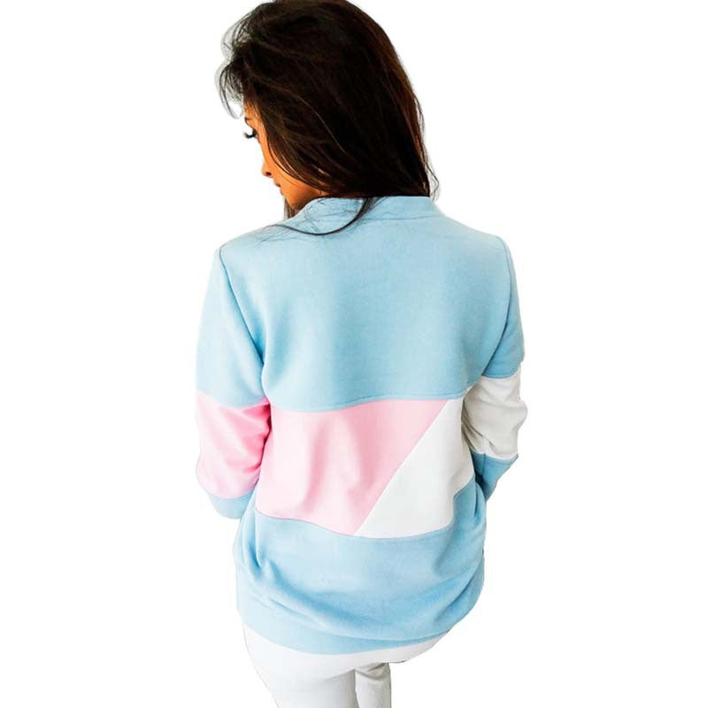 Women's Round-Neck Color Block Long-Sleeve Pullover Top - KaleaBoutique.com