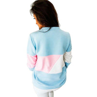 Women's Round-Neck Color Block Long-Sleeve Pullover Top - KaleaBoutique.com
