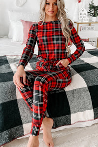 KaleaBoutique Stylish Festive Plaid Print Round Neck Long Sleeve and Pants 2 Piece Lounge Set - KaleaBoutique.com
