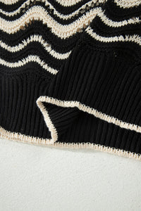 KaleaBoutique Stylish Wavy Crochet Eyelet Detail Ruffle Half Sleeve Sweater - KaleaBoutique.com