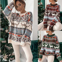 Women's Reindeer Fair Isle Christmas Pullover Sweater - KaleaBoutique.com