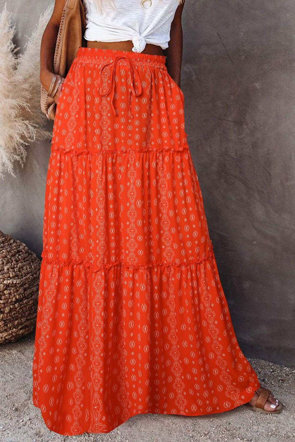 Women's Boho High-Waist Tiered Print Maxi Skirt - KaleaBoutique.com
