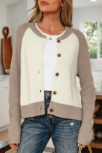 KaleaBoutique Comfortable Color Block Ribbed Knit Button Down Sweater Cardigan - KaleaBoutique.com