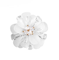 White Flower Petal Bridal Brooch, Wedding Flowerhead Round Broach, Mother of Bride Floral Clear Brooch - KaleaBoutique.com