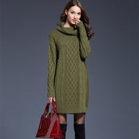 Women's Cable-Knit Turtleneck Sweater Dress - KaleaBoutique.com