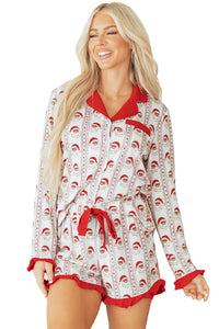 KaleaBoutique Stylish Santa & Stripes Ruffle PJ Set - KaleaBoutique.com