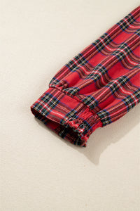 KaleaBoutique Christmas Plaid V Neck 3/4 Sleeve Tie Waist Ruffle Hem Long Dress - KaleaBoutique.com