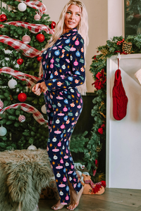 KaleaBoutique Stylish Colorful Christmas Lights Print Shirt and Pants Pajama Set - KaleaBoutique.com