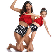 Women's and Girls' Matching Ruffle-Halter High-Waisted Bikini Sets - KaleaBoutique.com