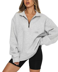 Women's Half-Zip Drop-Shoulder Pullover Sweatshirt - KaleaBoutique.com