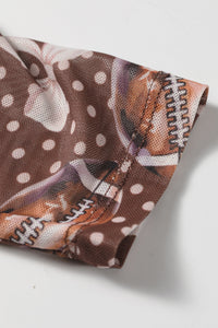 KaleaBoutique Stylish Polka Dot Bow Football Print Long Sleeve Mesh Top - KaleaBoutique.com