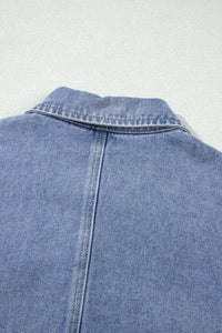 KaleaBoutique Stylish Studded Metal Zipper Rivet Pockets Long Sleeve Denim Jacket - KaleaBoutique.com