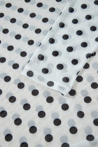 KaleaBoutique Stylish Polka Dot Sheer Mesh Long Sleeve Round Neck Shift Top - KaleaBoutique.com