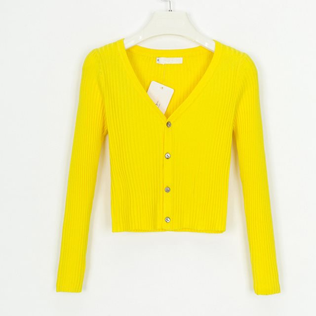 Women's Ribbed V-Neck Button-Front Cropped Cardigan - KaleaBoutique.com