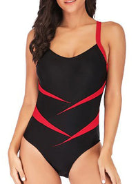 Women's Scoop-Neck Contrast Stripe One-Piece Swimsuit by Kalea Boutique - KaleaBoutique.com