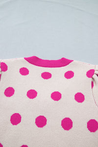 KaleaBoutique Stylish Polka Dot Puff Short Sleeve Sweater Top - KaleaBoutique.com