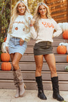 KaleaBoutique Boo Knitted Pattern Ribbed Edge Drop Shoulder Sweater - KaleaBoutique.com