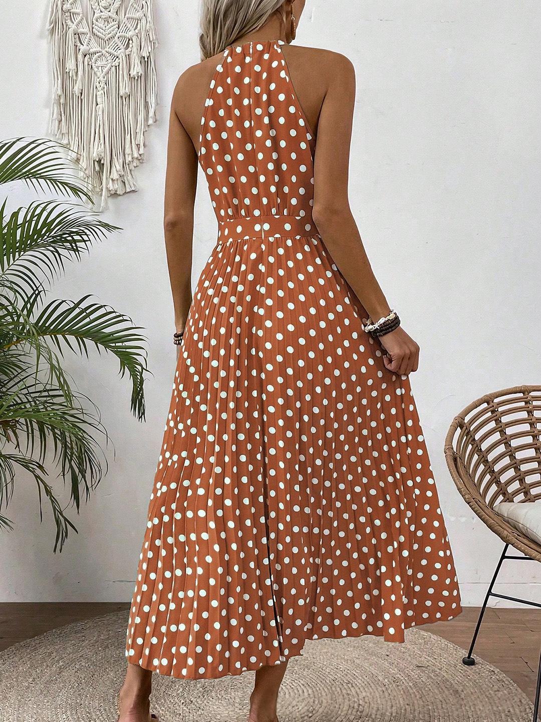 Women's Printed Halter-Neck Gathered-Waist Midi Dress - KaleaBoutique.com
