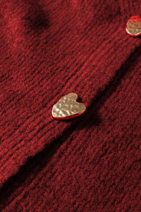 KaleaBoutique Comfortable Heart Metal Button V Neck Cardigan Sweater - KaleaBoutique.com