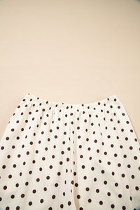 KaleaBoutique Comfortable Polka Dot Print Notched Neck Long Sleeve Top Drawstring Jogger Pants Waffle Knit Lounge Set - KaleaBoutique.com