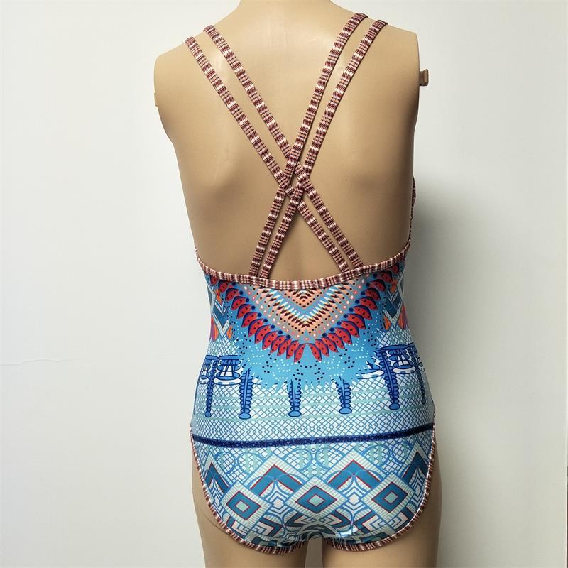 Women Geometric & Tropical Print Open-Back One-Piece Swimsuit - KaleaBoutique.com
