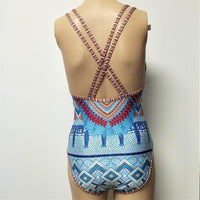 Women Geometric & Tropical Print Open-Back One-Piece Swimsuit - KaleaBoutique.com