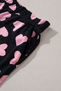 KaleaBoutique Stylish Valentine Heart Shape Print Long Sleeve Top Shorts Lounge Set - KaleaBoutique.com
