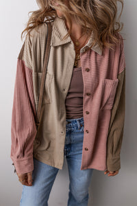 KaleaBoutique Color Block Chest Pockets Buttoned Corduroy Shacket - KaleaBoutique.com