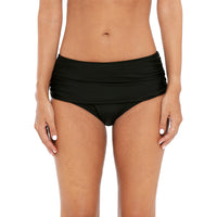 Women's Black Ruched-Waist Swim Briefs - KaleaBoutique.com