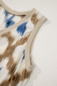 KaleaBoutique Stylish Boho Abstract Print V Neck Sleeveless Long Dress - KaleaBoutique.com