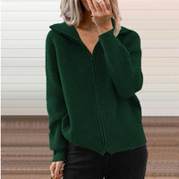 Women's Ribbed Full-Zip Collared Cardigan - KaleaBoutique.com