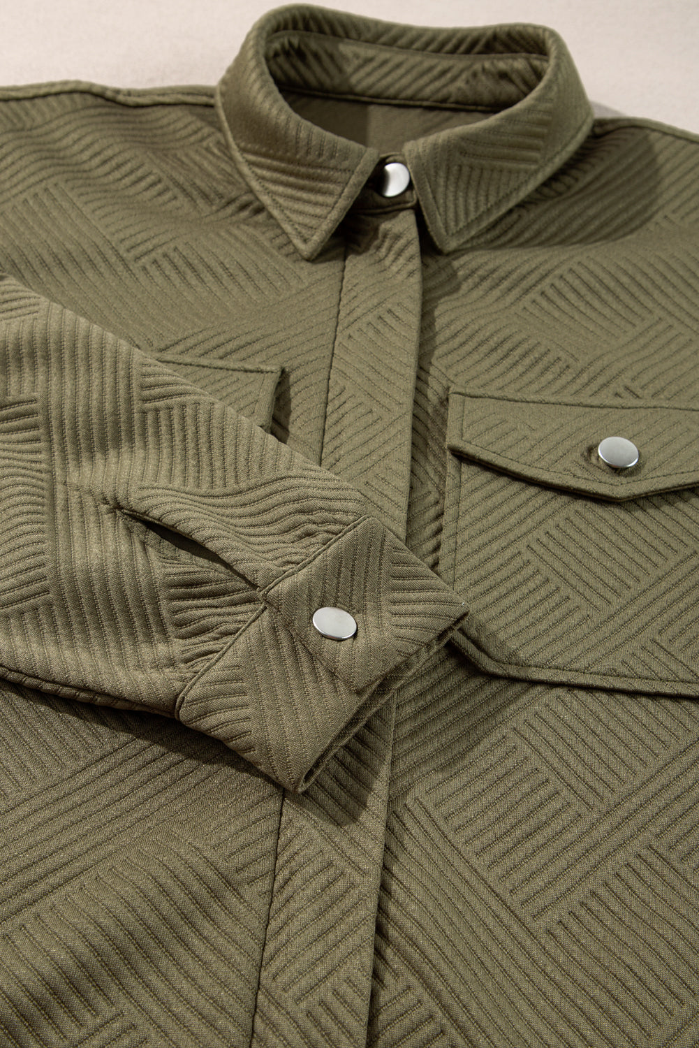 Solid Color Zip Up Button Flap Pocket Shirt Collar Jackets - KaleaBoutique.com