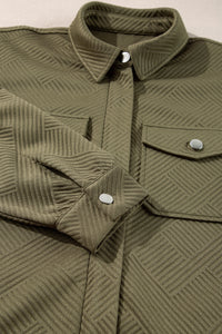 Solid Color Zip Up Button Flap Pocket Shirt Collar Jackets - KaleaBoutique.com