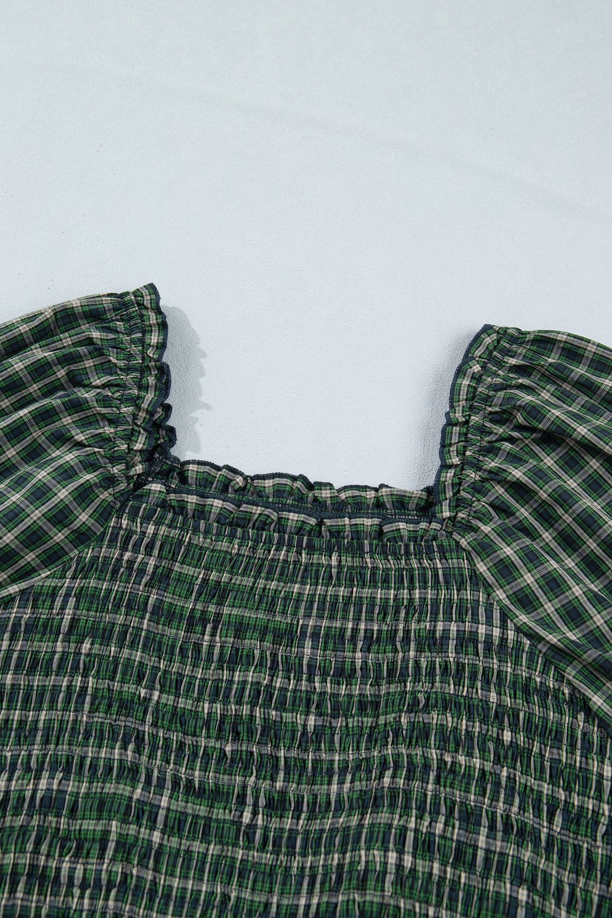 KaleaBoutique Comfortable Plaid Square Neck Shirred High Waist Ruffle Hem Dress - KaleaBoutique.com