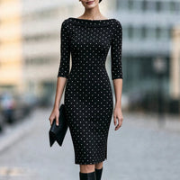 Women's Polka-Dot Three-Quarter-Sleeve Sheath Dress - KaleaBoutique.com