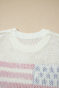 KaleaBoutique Stylish Flag Graphic Short Sleeve Sweater Top - KaleaBoutique.com