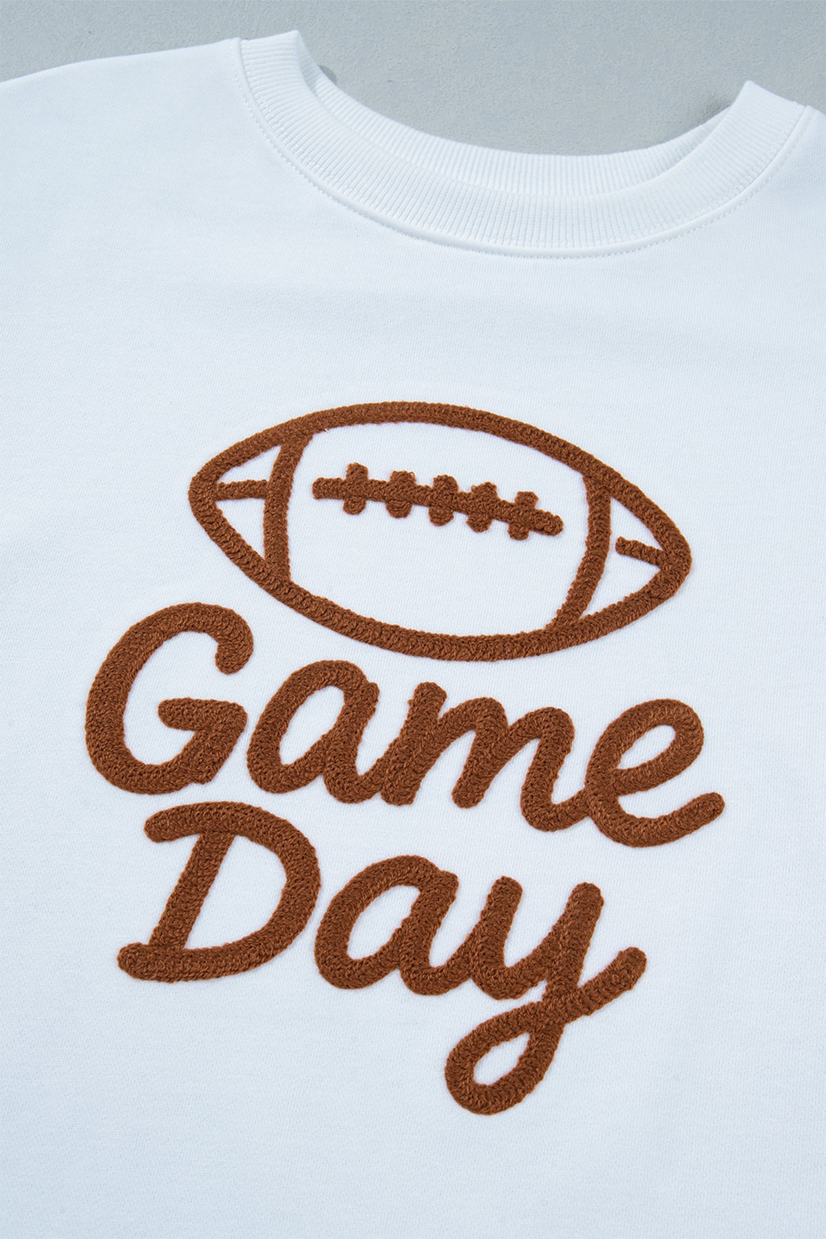 KaleaBoutique Stylish Embroidered Slogan Game Day Rugby Pattern Crewneck Sweatshirt - KaleaBoutique.com