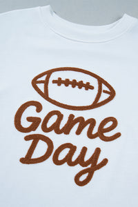 KaleaBoutique Stylish Embroidered Slogan Game Day Rugby Pattern Crewneck Sweatshirt - KaleaBoutique.com