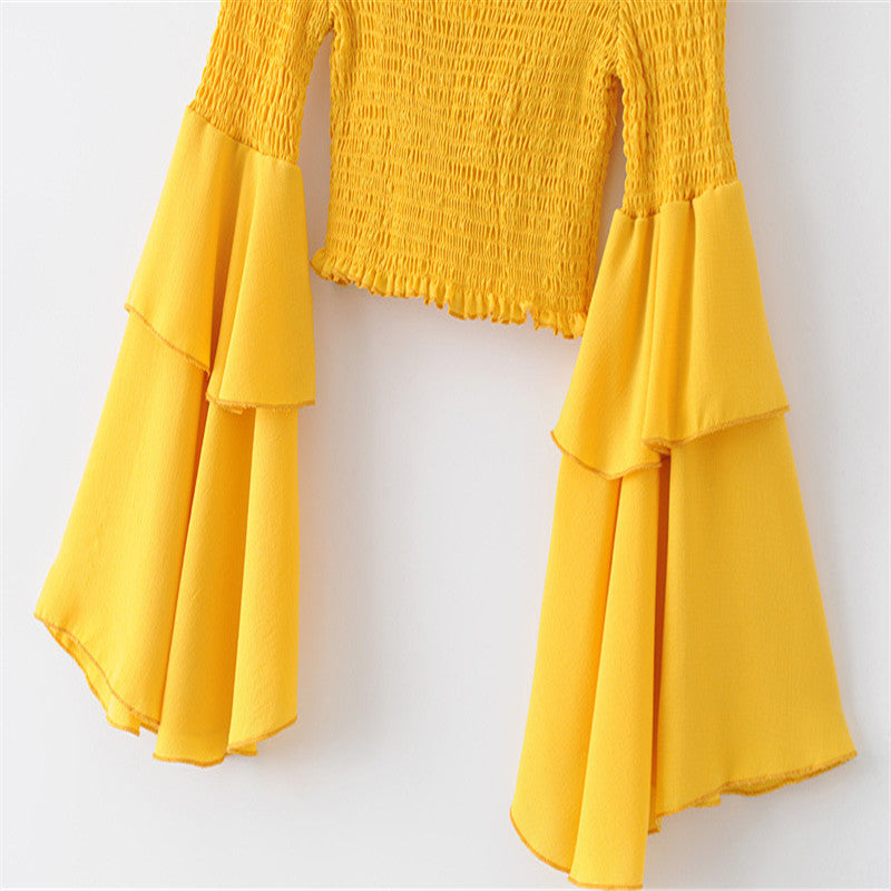 Women's slim fit flared sleeve blouse - KaleaBoutique.com