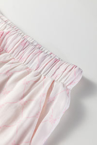 KaleaBoutique Stylish Bow Lattice Print Bow Ties 2pcs Pajama Set - KaleaBoutique.com