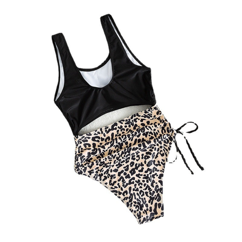 Women's Leopard Print Side-Tie High-Waist One-Piece Swimsuit - KaleaBoutique.com