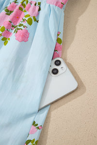 KaleaBoutique Comfortable Notched Neck Flutter Short Sleeve Floral Print Maxi Dress - KaleaBoutique.com