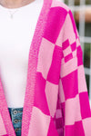 KaleaBoutique Stylish Checkered Printed Ribbed Trim Open Front Cardigan - KaleaBoutique.com