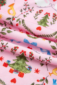 KaleaBoutique Comfortable Nutcracker Doll Christmas Print Ribbon Tie Waist Short 2pcs Pajama Set - KaleaBoutique.com