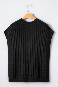 KaleaBoutique Comfortable Solid Color Round Neck Textured Short Sleeve Sweater - KaleaBoutique.com