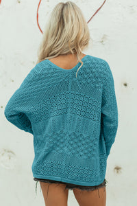 KaleaBoutique Stylish Mix Pattern Hollowed Knit Open Front Cardigan - KaleaBoutique.com