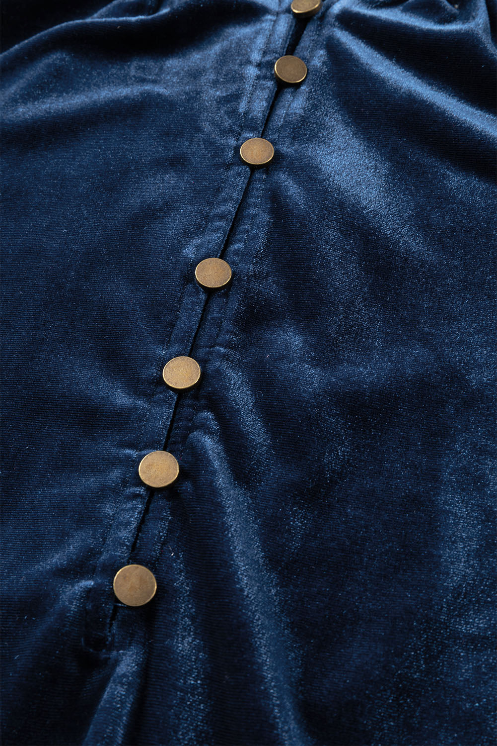 KaleaBoutique Frilled Neck Buttoned Front Velvet Top - KaleaBoutique.com
