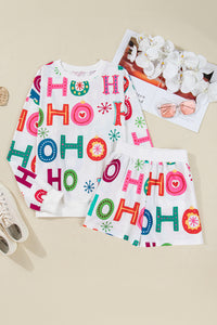 KaleaBoutique Stylish Ho Ho Ho Christmas Fashion Print 2pcs Lounge Short Set - KaleaBoutique.com