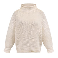 Solid Turtleneck Pullover Sweater Winter Fashion Casual Knitted Long-Sleeved Top Women's Clothing - KaleaBoutique.com