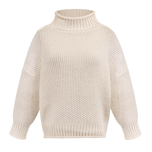 Solid Turtleneck Pullover Sweater Winter Fashion Casual Knitted Long-Sleeved Top Women's Clothing - KaleaBoutique.com